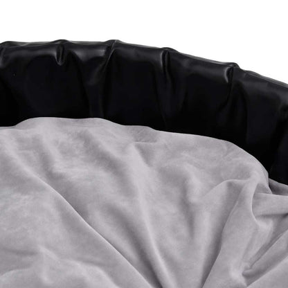 Dog Bed Black and Grey 79x70x19 cm Plush and Faux Leather