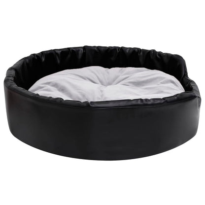 Dog Bed | Black and Grey | Faux leather, plush, PP cotton, foam