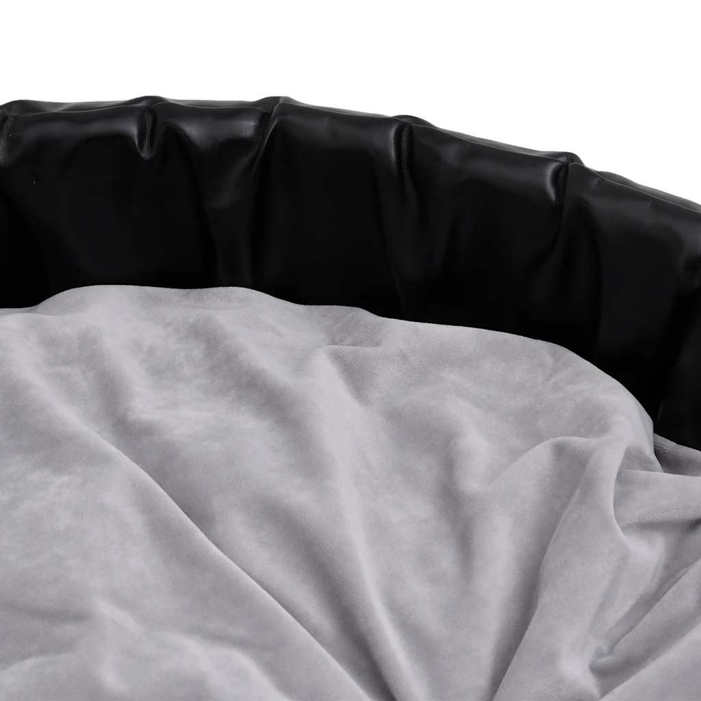 Dog Bed Black and Grey 90x79x20 cm Plush and Faux Leather