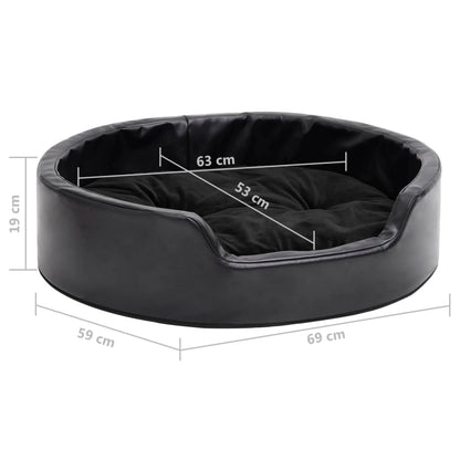 Dog Bed | Black | Faux leather, plush | 69x59x19 cm | Dog Bed