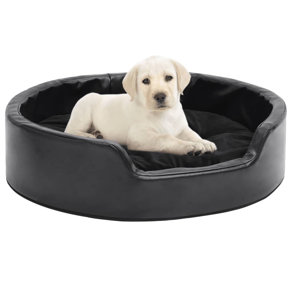 Dog Bed | Black | Faux leather, plush | 69x59x19 cm | Dog Bed