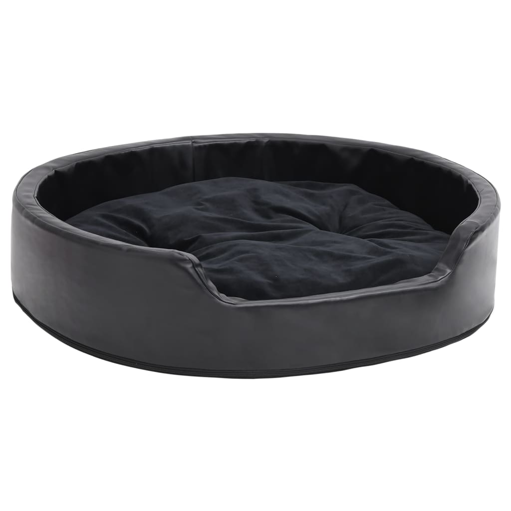 Dog Bed | Black | Faux leather, plush, PP cotton, foam | Medium
