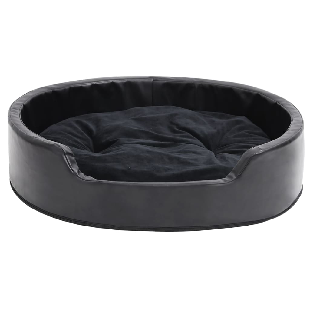 Dog Bed | Black | Faux leather, plush, PP cotton, foam | Medium