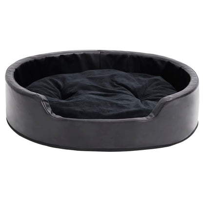 Dog Bed | Black | Faux leather, plush, PP cotton, foam | Medium