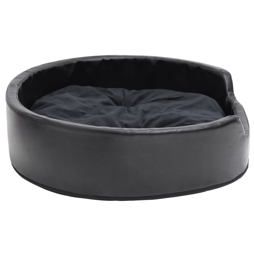 Dog Bed | Black | Faux leather, plush, PP cotton, foam | Medium