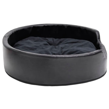 Dog Bed | Black | Faux leather, plush, PP cotton, foam | Medium