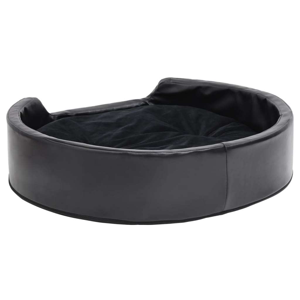 Dog Bed | Black | Faux leather, plush, PP cotton, foam | Medium