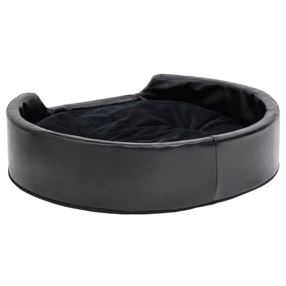 Dog Bed | Black | Faux leather, plush, PP cotton, foam | Medium