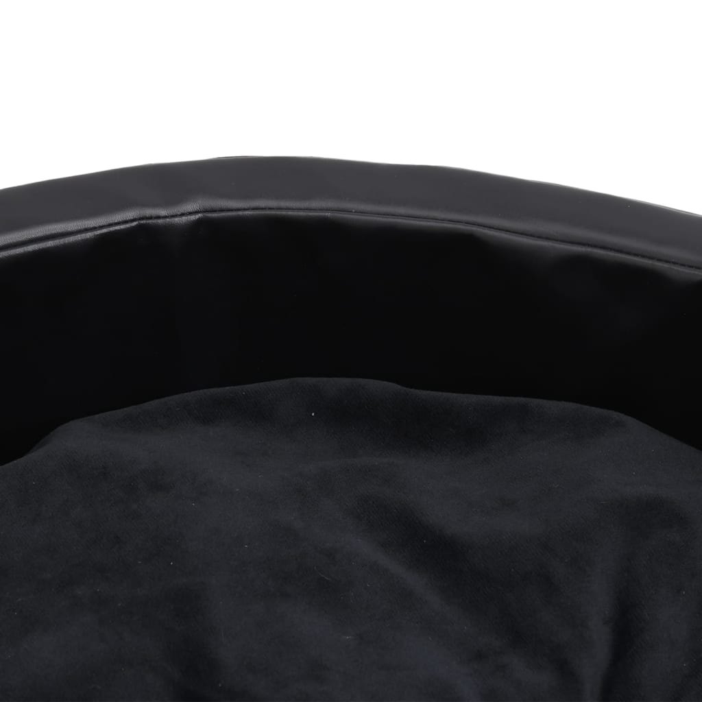 Dog Bed | Black | Faux leather, plush, PP cotton, foam | Medium
