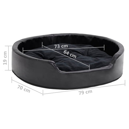 Dog Bed | Black | Faux leather, plush, PP cotton, foam | Medium