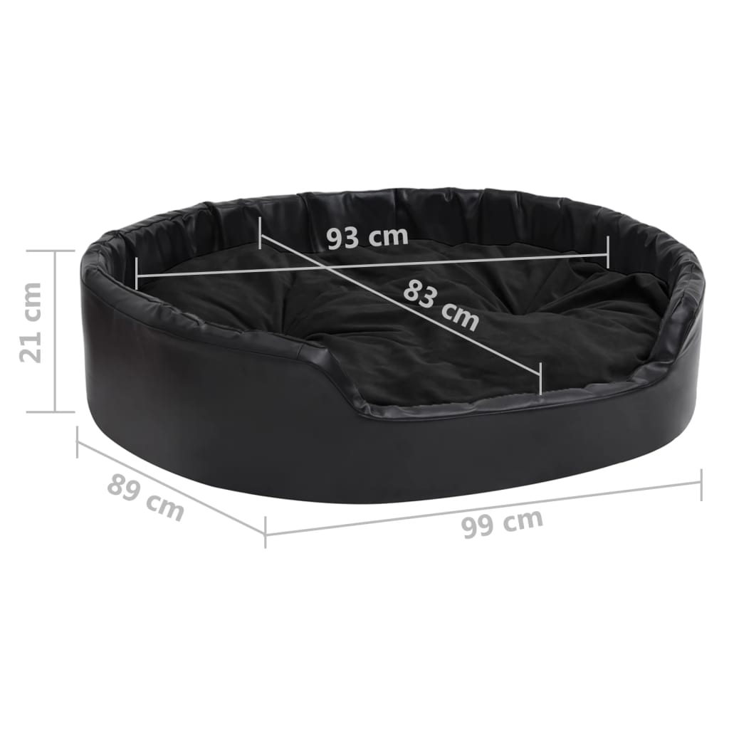 Dog Bed | Black | Faux leather | Medium | Dog Bed | Rectangular