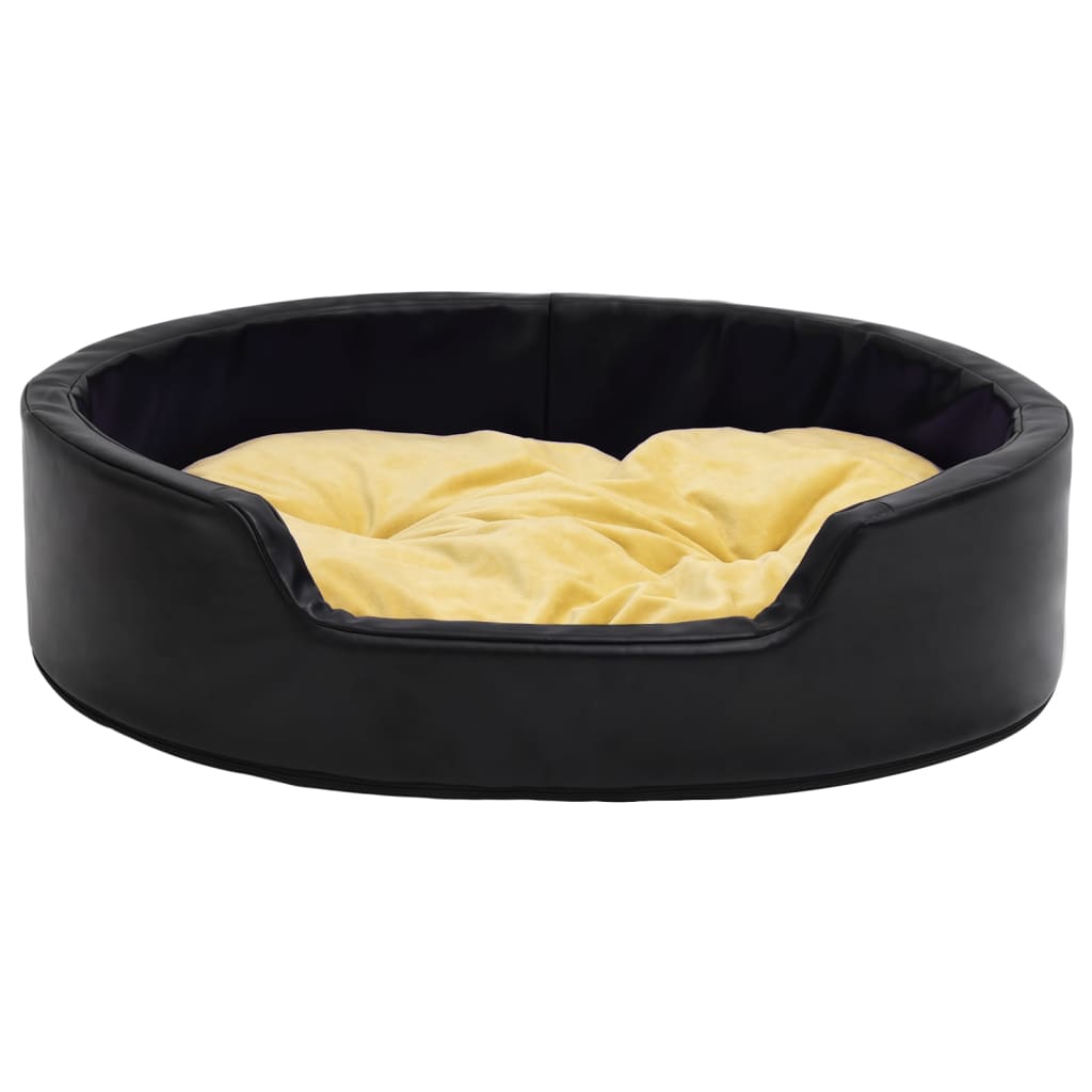 Dog Bed | Black | Faux Leather | 99x89x21 cm | Dog Bed | Round