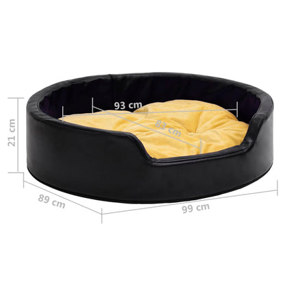 Dog Bed | Black | Faux Leather | 99x89x21 cm | Dog Bed | Round