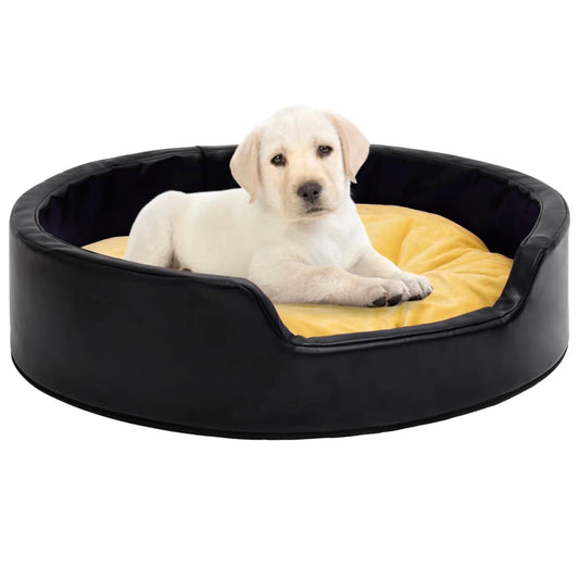 Dog Bed | Black | Faux Leather | 99x89x21 cm | Dog Bed | Round