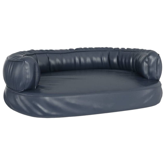 Dog Bed | Dark Blue | Faux Leather | Medium | Dog Bed | Rectangular