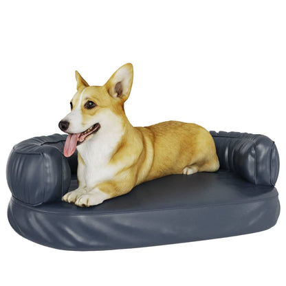 Dog Bed | Dark Blue | Faux Leather | Medium | Dog Bed | Rectangular