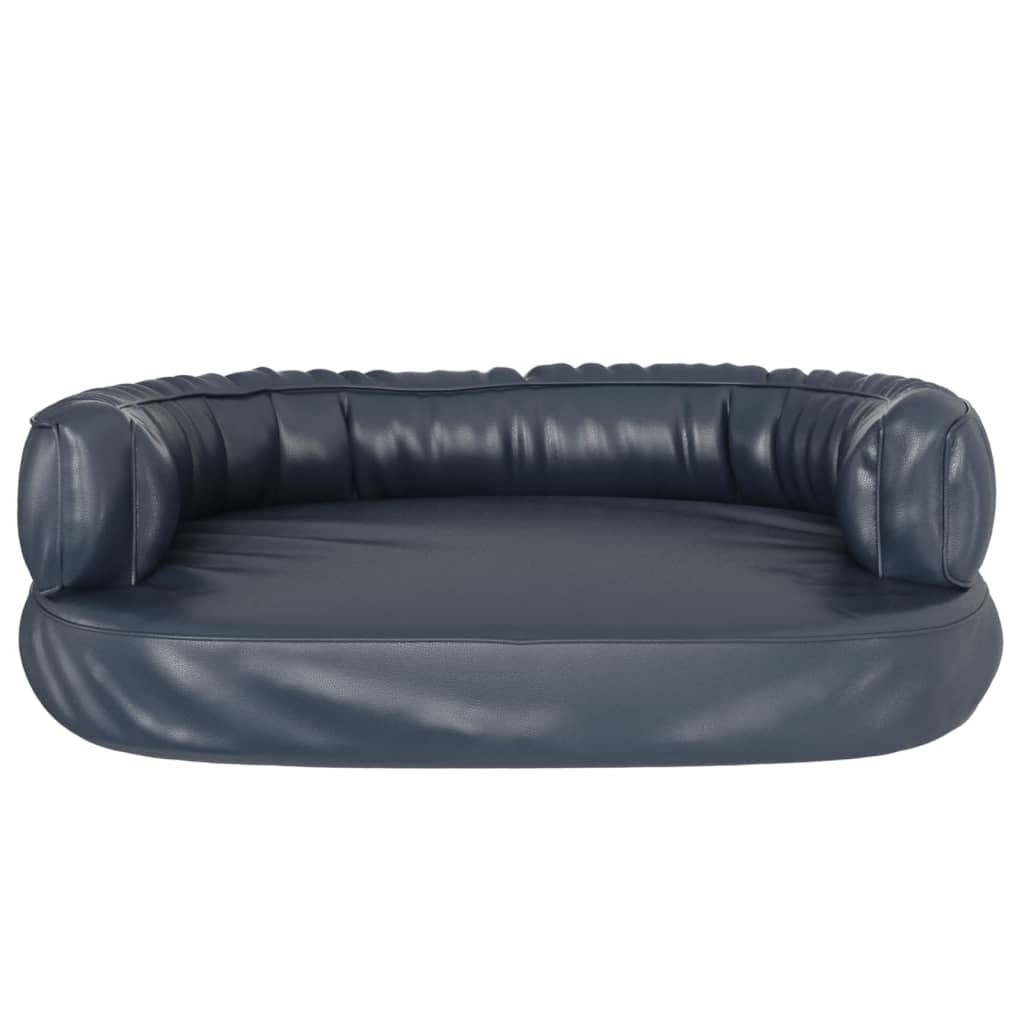 Dog Bed | Dark Blue | Faux Leather | Medium | Dog Bed | Rectangular