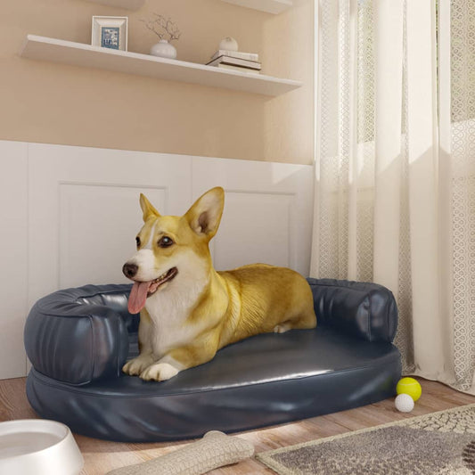 Dog Bed | Dark Blue | Faux Leather (100% polyurethane) | 75x53 cm