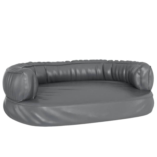 Ergonomic Foam Dog Bed Grey 60x42 cm Faux Leather