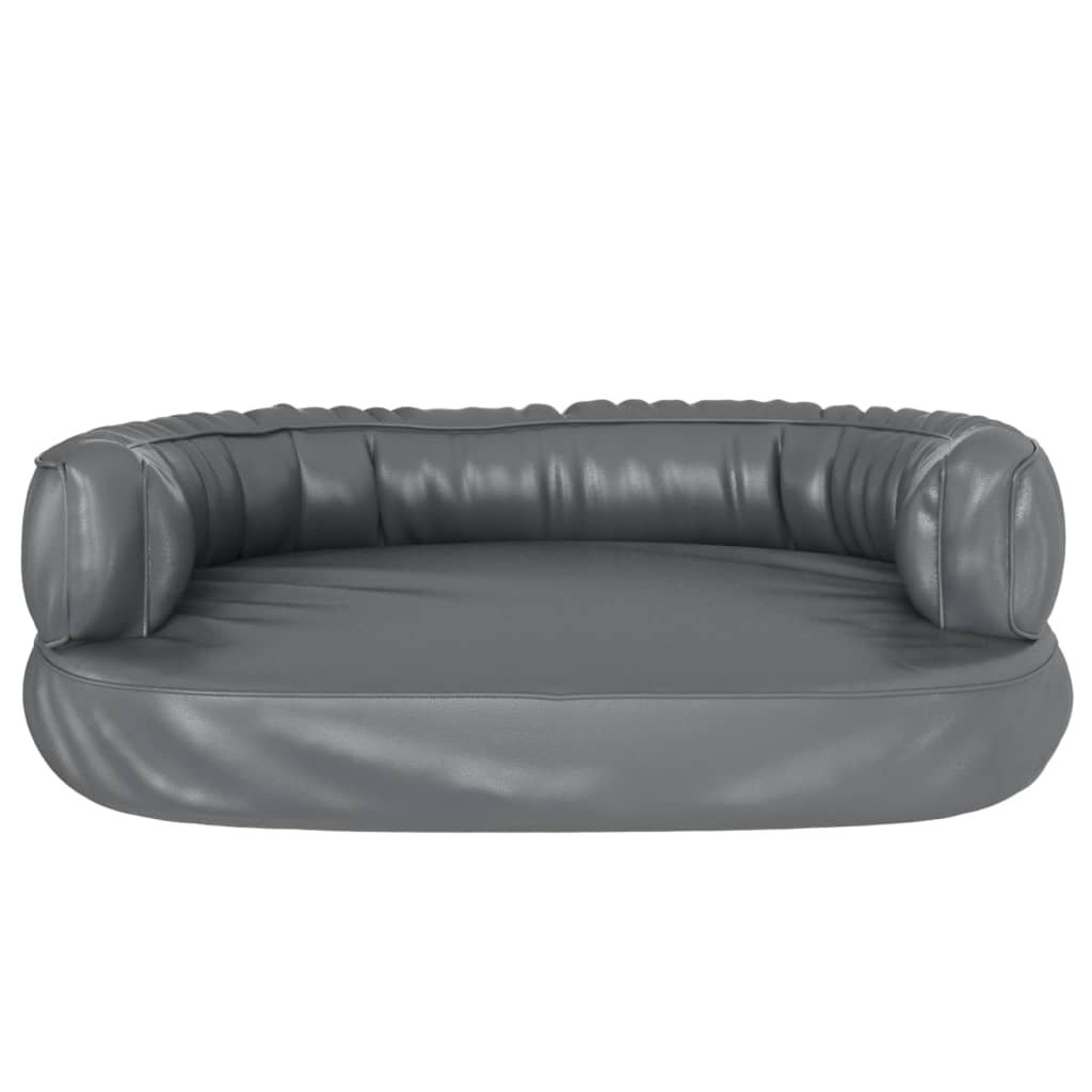 Ergonomic Foam Dog Bed Grey 60x42 cm Faux Leather