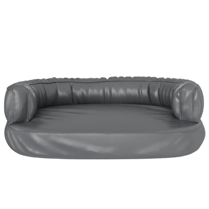 Ergonomic Foam Dog Bed Grey 60x42 cm Faux Leather
