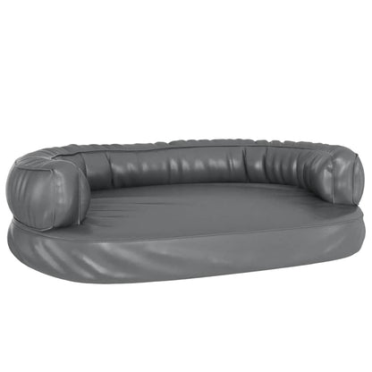 Ergonomic Foam Dog Bed Grey 75x53 cm Faux Leather