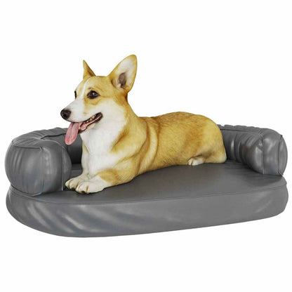 Ergonomic Foam Dog Bed Grey 75x53 cm Faux Leather