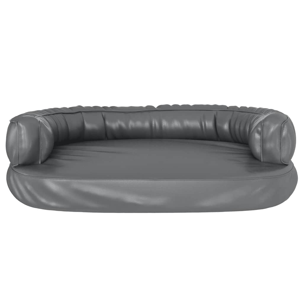 Ergonomic Foam Dog Bed Grey 75x53 cm Faux Leather