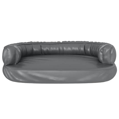 Ergonomic Foam Dog Bed Grey 75x53 cm Faux Leather