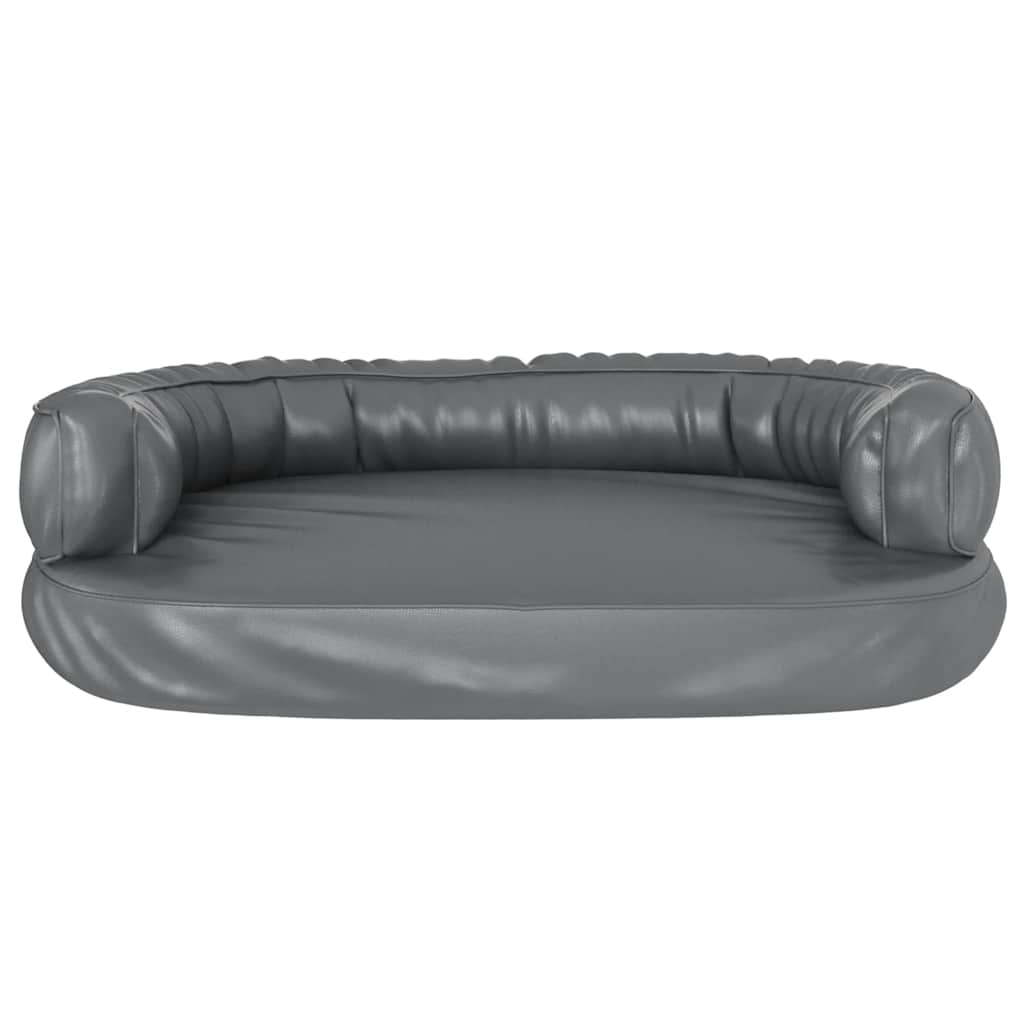 Ergonomic Foam Dog Bed Grey 75x53 cm Faux Leather
