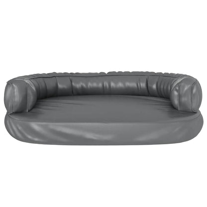 Ergonomic Foam Dog Bed Grey 75x53 cm Faux Leather