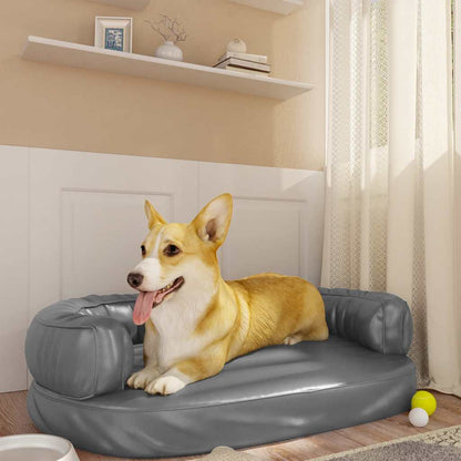 Ergonomic Foam Dog Bed Grey 75x53 cm Faux Leather
