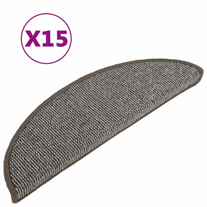 Stair Mats 15 pcs 56x17x3 cm Grey Half Round