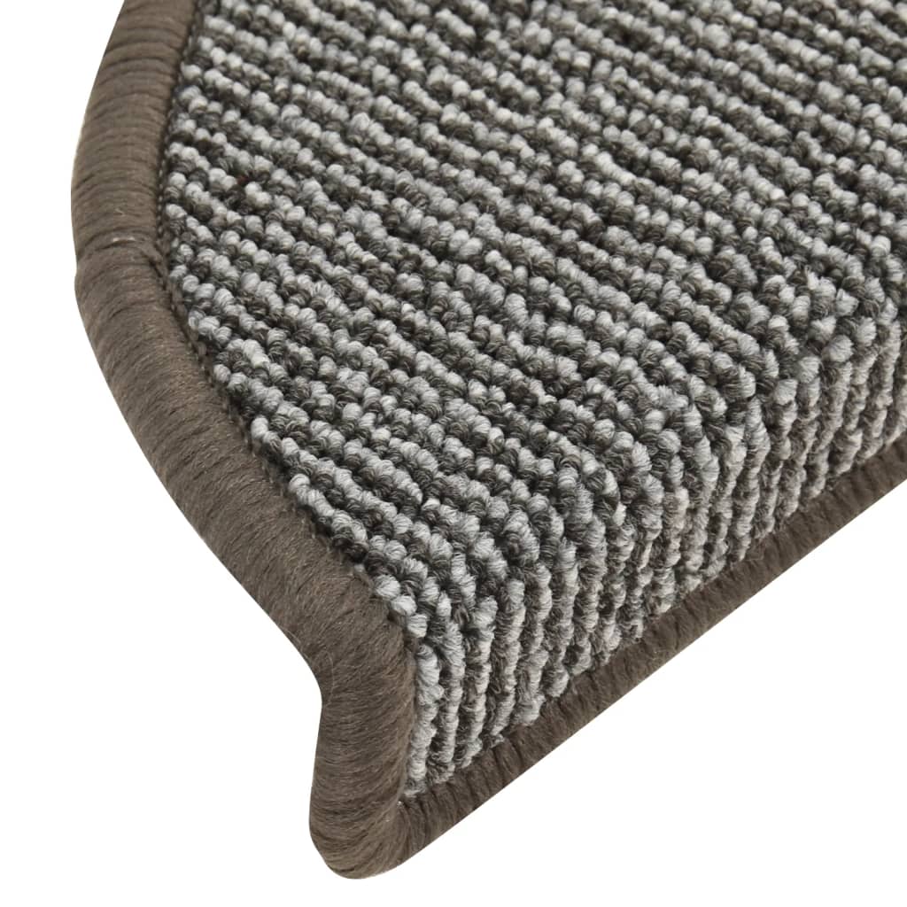 Stair Mats 15 pcs 56x17x3 cm Grey Half Round