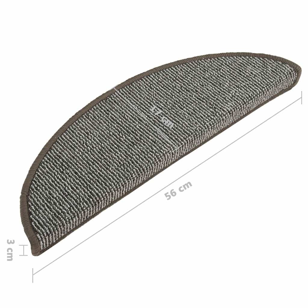 Stair Mats 15 pcs 56x17x3 cm Grey Half Round
