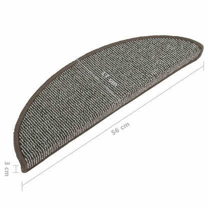 Stair Mats 15 pcs 56x17x3 cm Grey Half Round