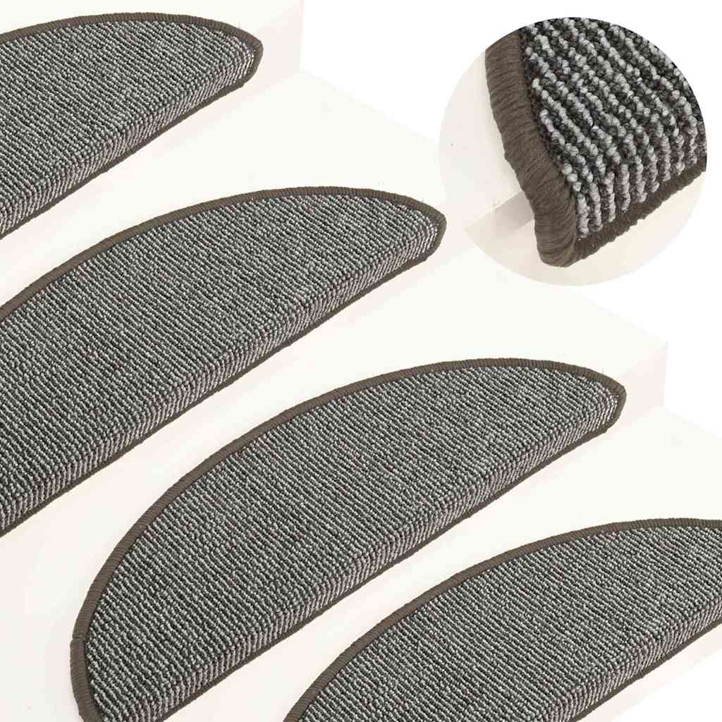 Stair Mats 15 pcs 56x17x3 cm Grey Half Round