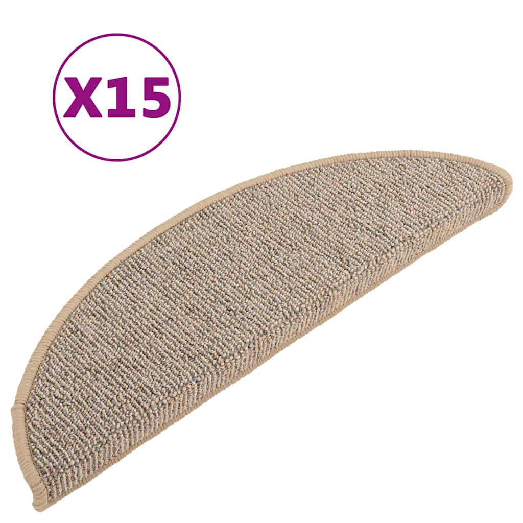 Stair Mats 15 pcs 56x17x3 cm Brown Half Round