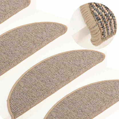 Stair Mats 15 pcs 56x17x3 cm Brown Half Round