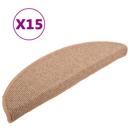 Stair Mats 15 pcs 56x17x3 cm Light Brown Half Round