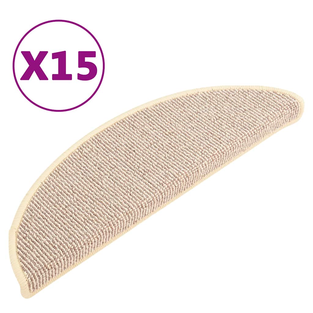 Stair Mats 15 pcs 56x17x3 cm White and Brown Half Round