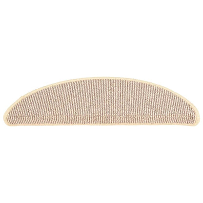 Stair Mats 15 pcs 56x17x3 cm White and Brown Half Round