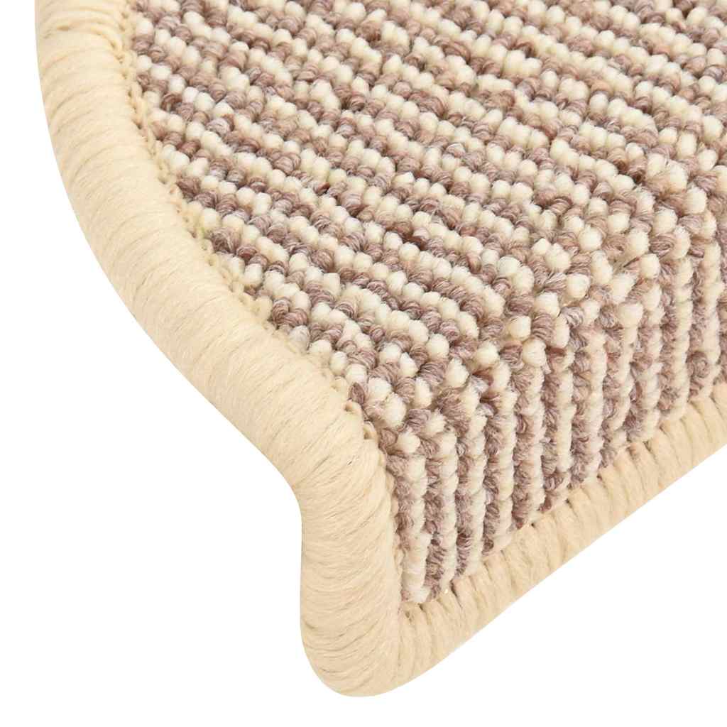 Stair Mats 15 pcs 56x17x3 cm White and Brown Half Round