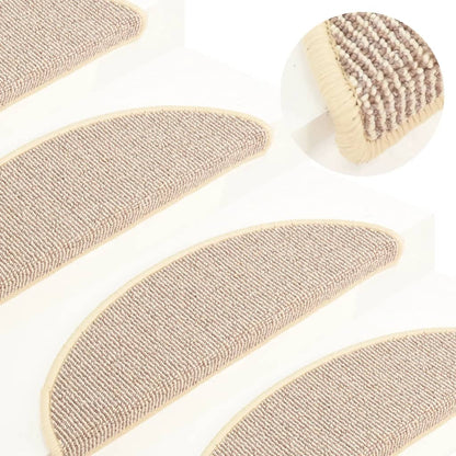 Stair Mats 15 pcs 56x17x3 cm White and Brown Half Round