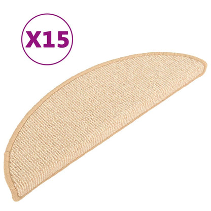 Stair Mats 15 pcs 56x17x3 cm Cream Half Round