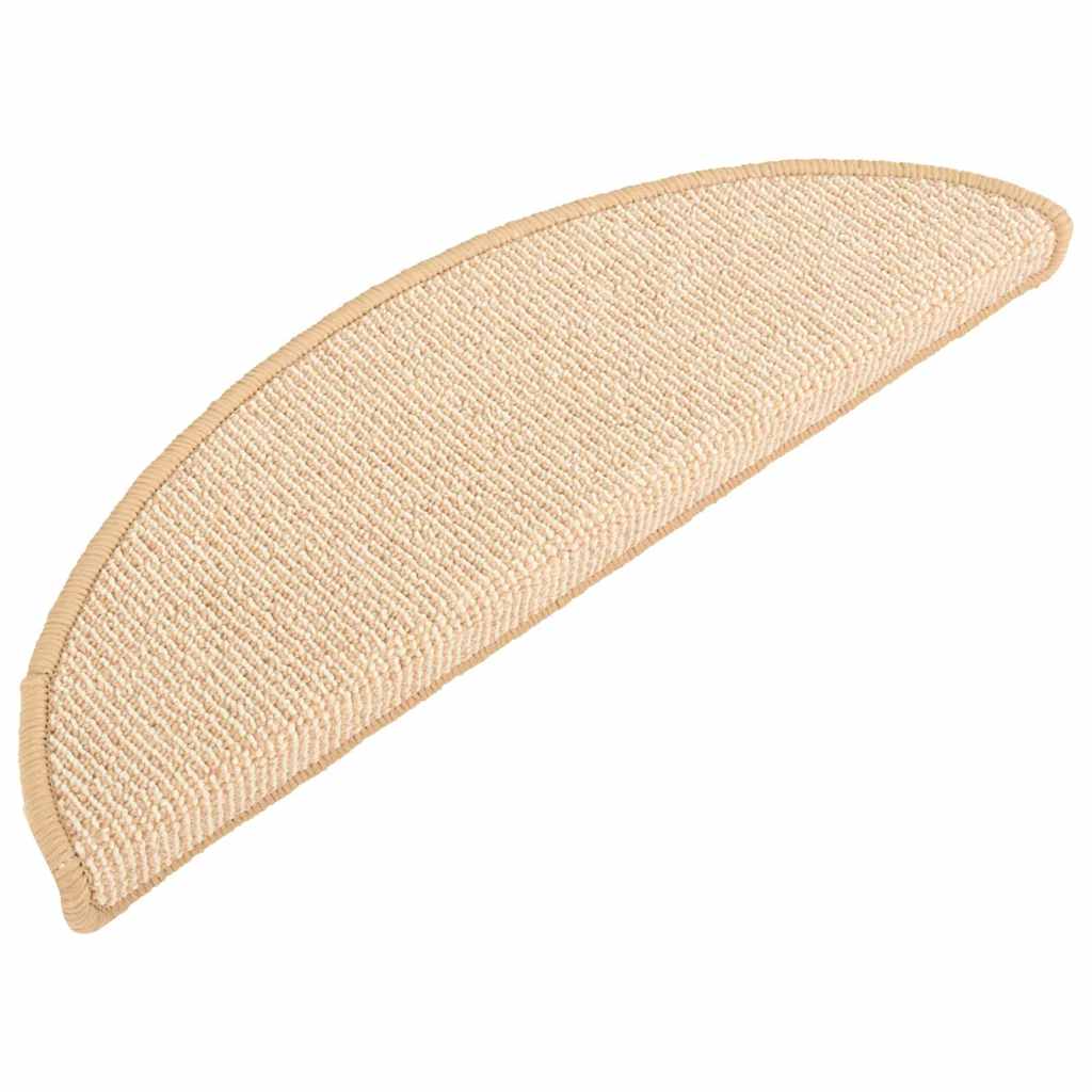 Stair Mats 15 pcs 56x17x3 cm Cream Half Round