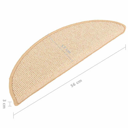 Stair Mats 15 pcs 56x17x3 cm Cream Half Round