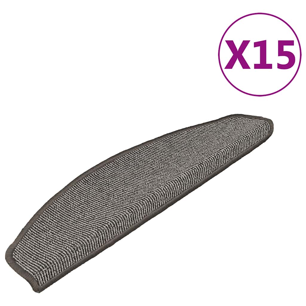 Stair Mats 15 pcs 65x21x4 cm Grey Half Round Large