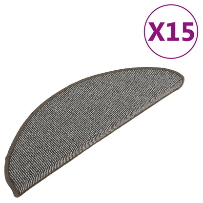 Stair Mats 15 pcs 65x21x4 cm Grey Half Round Large