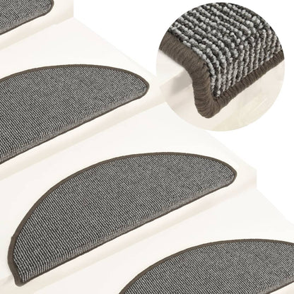 Stair Mats 15 pcs 65x21x4 cm Grey Half Round Large